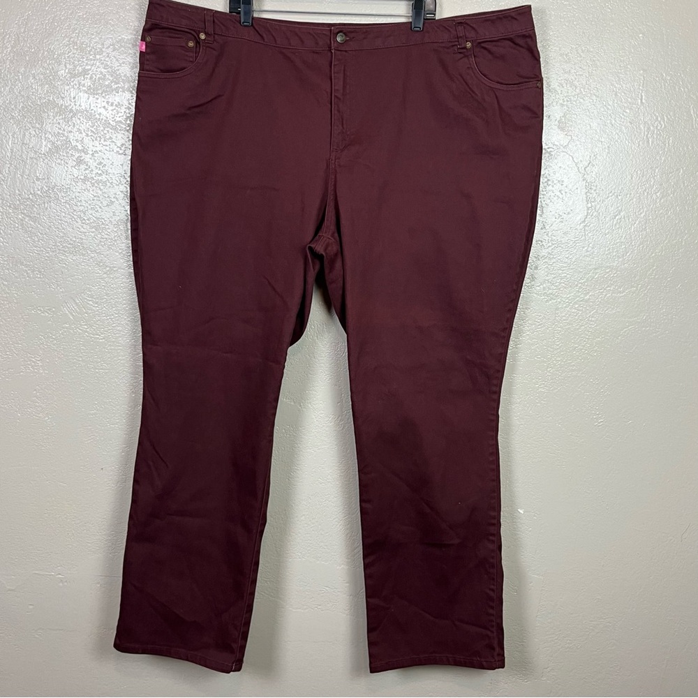 Woman Within Purple Mid Rise Stretch Women's Burgundy Pants‎ Size 32T